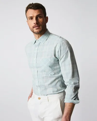 Reid Tuscumbia Shirt In Isle Blue/tinted White