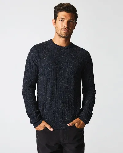 Billy Reid Basketweave Crewneck Sweater In Navy Marled