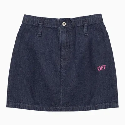 Off-white Kids' Blue Denim Skirt With Logo