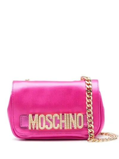 Moschino Logo-plaque Crossbody Bag In Pink