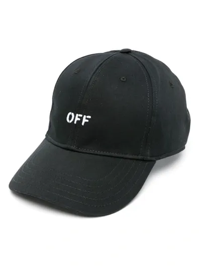 Off-white Logo-embroidered Cotton Baseball Cap In Black White