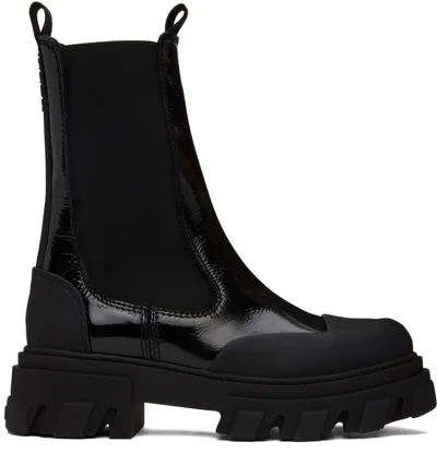 Ganni Black Cleated Mid Chelsea Boots