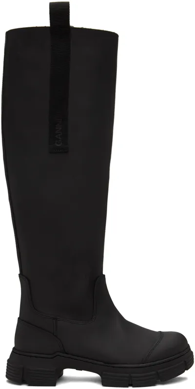 Ganni Black Recycled Rubber Country Boots