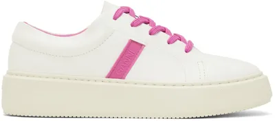 Ganni White & Pink Sporty Mix Cupsole Sneakers In 483 Shocking Pink