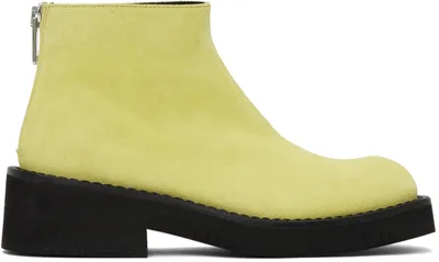 Mm6 Maison Margiela Green Zip Boots In T7352 Leek Green