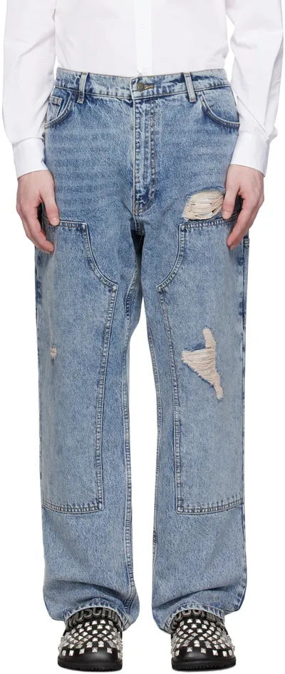 Moschino Blue Bleached Jeans In A0282