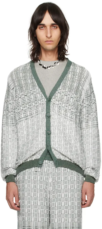 Isa Boulder Ssense Exclusive White & Green Mat Cardigan In Gradiation