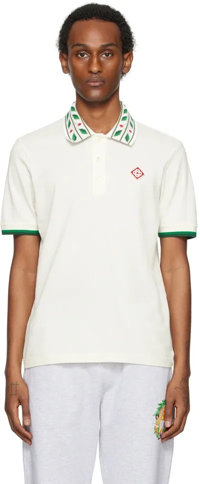 Casablanca Logo Organic Cotton Polo In White