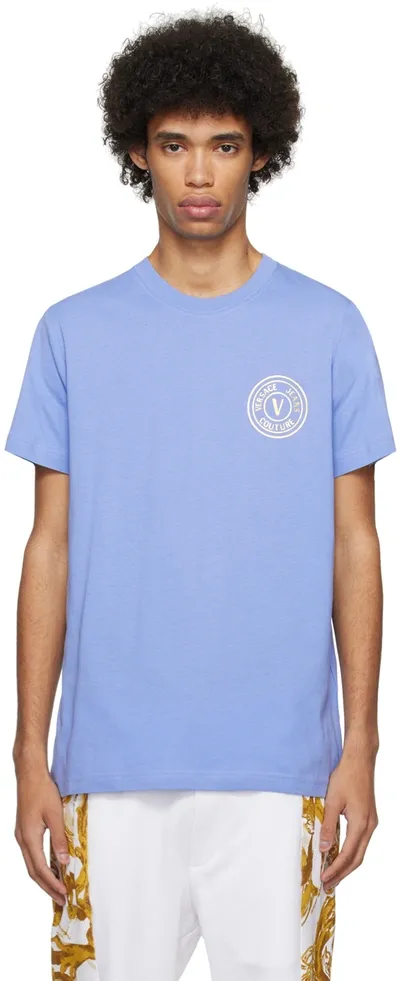 Versace Jeans Couture Blue V-emblem T-shirt In Eg26 Bonnie Light Bl