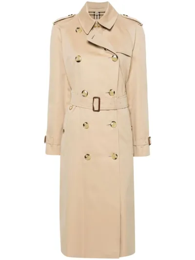 Burberry Double-breasted Trench Coat In Brown