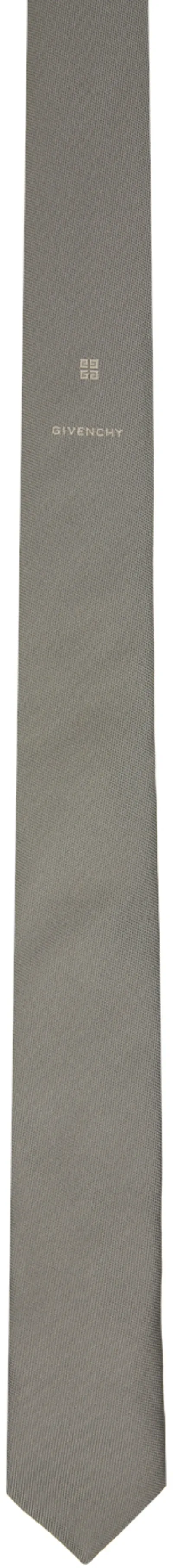 Givenchy Gray 4g Tie In Taupe/white