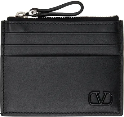 Valentino Garavani Black Vlogo Card Holder In Black  