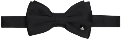 Valentino Garavani Black Rockstud Bow Tie In Nero/rutenio