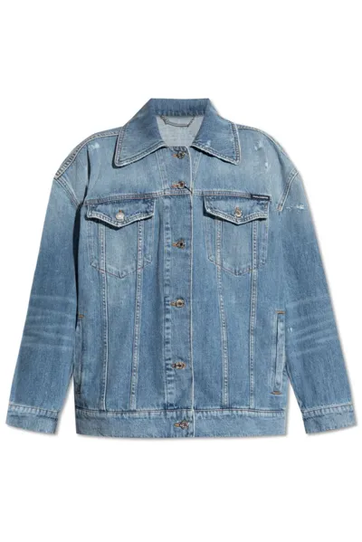 Dolce & Gabbana Branded Plate Denim Jacket In Blue