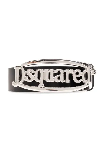 Dsquared2 Logo Plaque Buckle Belt In Black