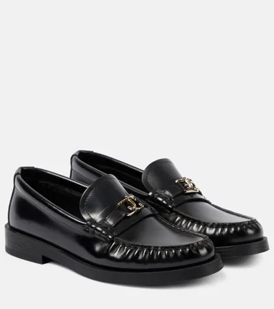 Jimmy Choo Addie Logo Leather Loafers In Black