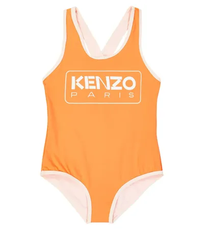 Kenzo Kids' Logo Swimsuit In Red