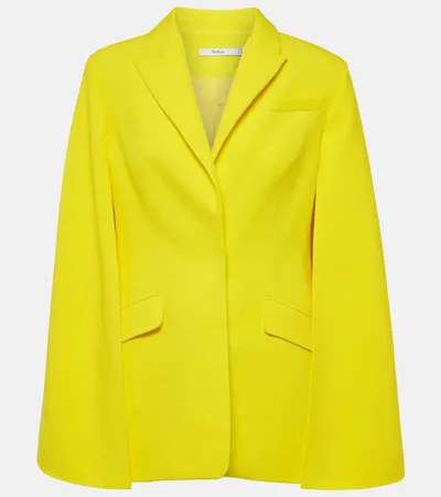 Safiyaa Hadley Caped Crêpe Blazer In Yellow