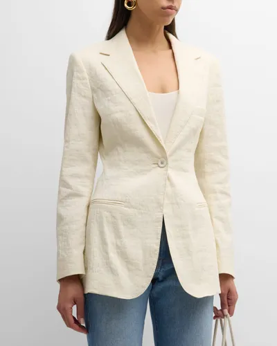 Brandon Maxwell The Jemma Linen-blend Blazer Jacket In Grey