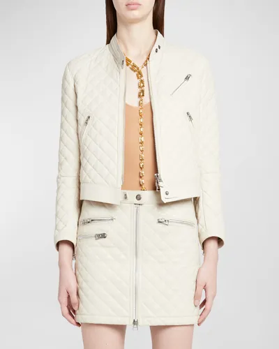 Tom Ford Quilted Leather Racer Jacket In Nude