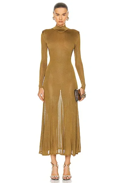 Tom Ford Slinky Turtleneck Dress In Cedar