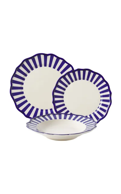 Maison Madison Riviera Set-of-twelve Ceramic Dinner Set In Blue