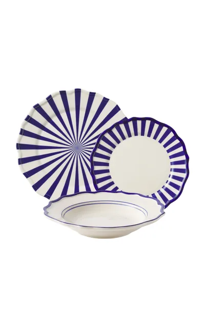 Maison Madison Set-of-twelve Mixed Ceramic Dinner Set In Blue