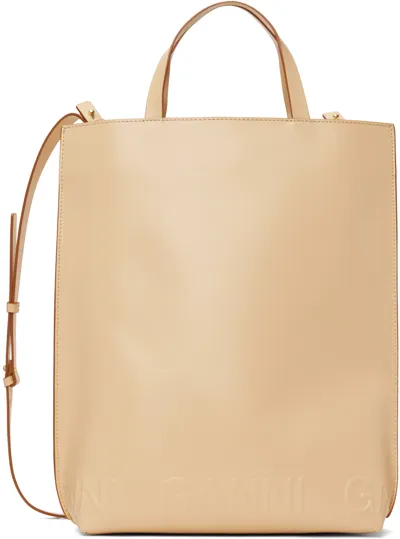 Ganni Medium Banner Tote Bag In Buttercream