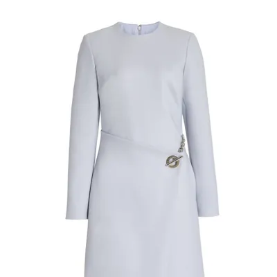 Brandon Maxwell The Rumer Embellished Wool-blend Wrap-effect Midi Dress In Grey