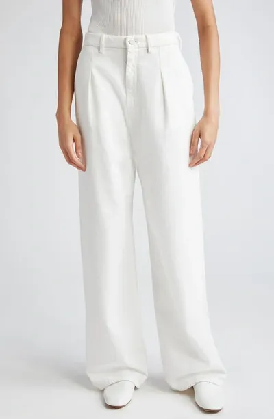 Loulou Studio Attu Cotton Wide Leg Jeans In Ivory