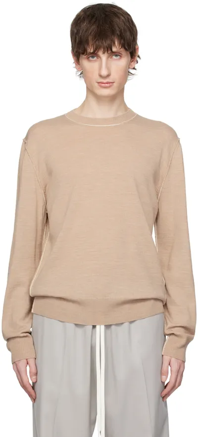 Mm6 Maison Margiela Beige Inverted Seams Sweater In 119 Beige