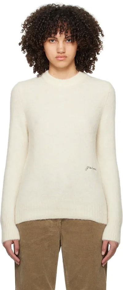 Ganni Brushed Alpaca-blend Sweater In Cream