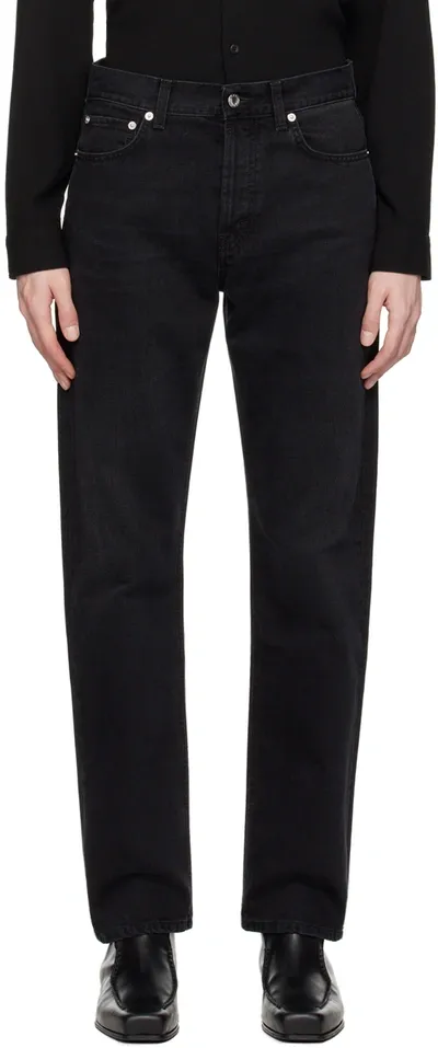 Séfr Black Straight Cut Jeans In Rinsed Blue/black