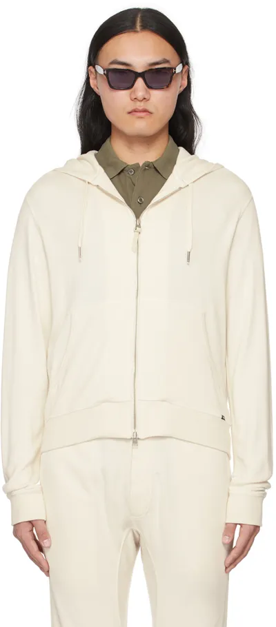 Tom Ford Off-white Lightweight Lounge Hoodie In Ivory