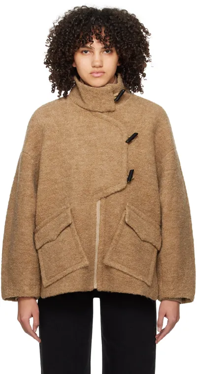 Ganni Boucle Wool Drop Shoulder Jacket In Tigers Eye