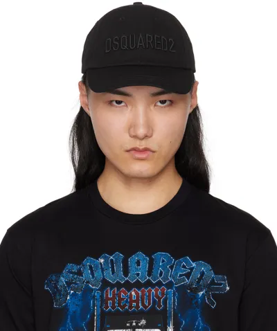 Dsquared2 Black Logo Baseball Cap In M436 Black+black