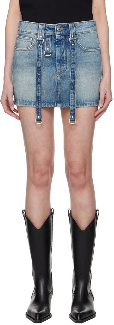 Off-white Blue Faded Denim Miniskirt In Celeste