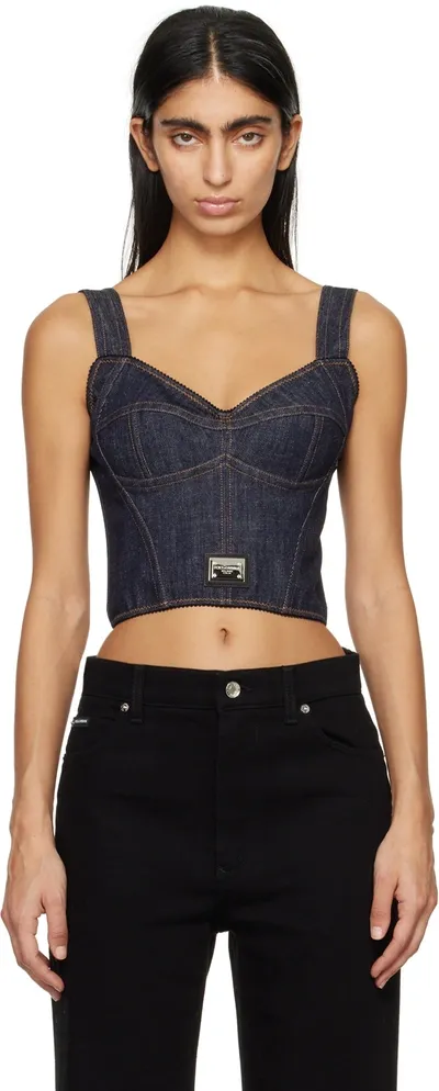 Dolce & Gabbana Indigo Cumber Evlox Denim Camisole In S9001 Variante Abbin