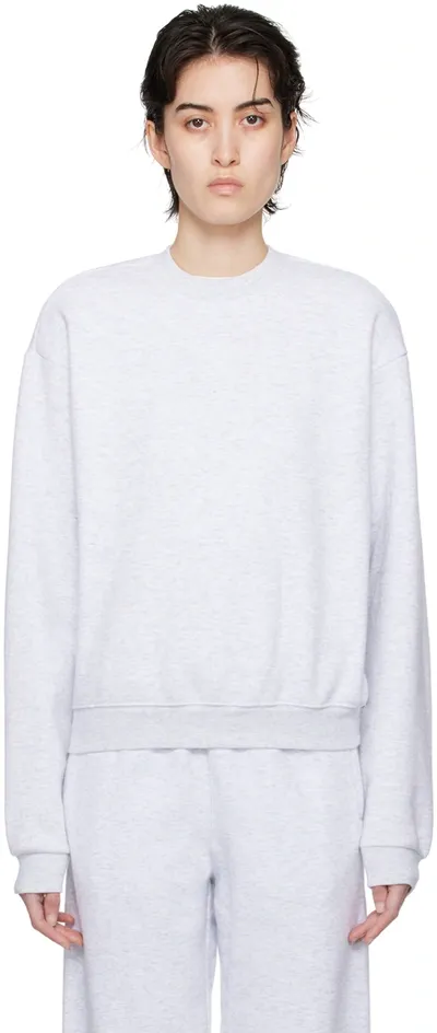 Skims Gray Cotton Fleece Classic Crewneck Sweatshirt In Light Heather Grey