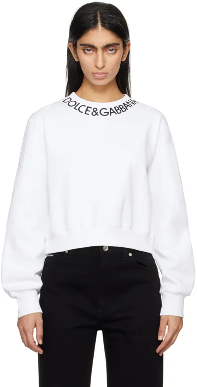 Dolce & Gabbana White Cropped Sweatshirt