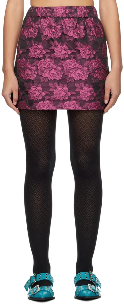 Ganni Mini Skirt In Floral Jacquard In Pink