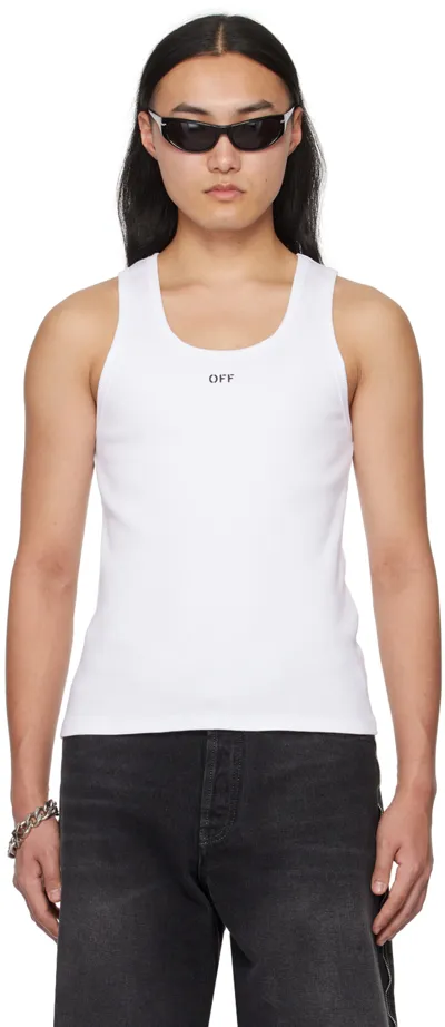 Off-white Off Stamp Cotton Blend Tank Top In White,black