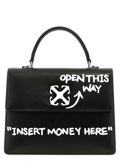 Off-white Jitney 2.8 Twist Leather Top Handle Bag In White