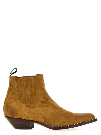 Sonora Hidalgo Flower Boots, Ankle Boots Beige In Brown