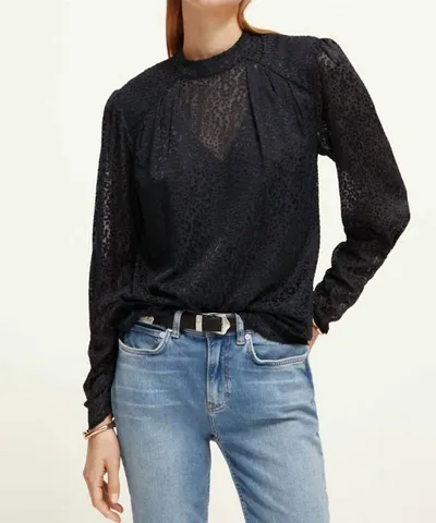 Scotch & Soda Ruffle Collar Black Shirt