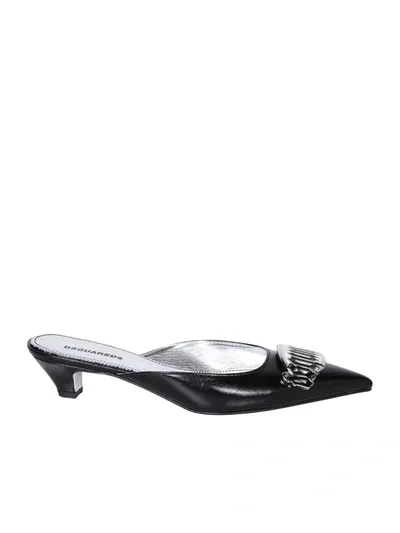 Dsquared2 35mm Logo-plaque Leather Mules In Black