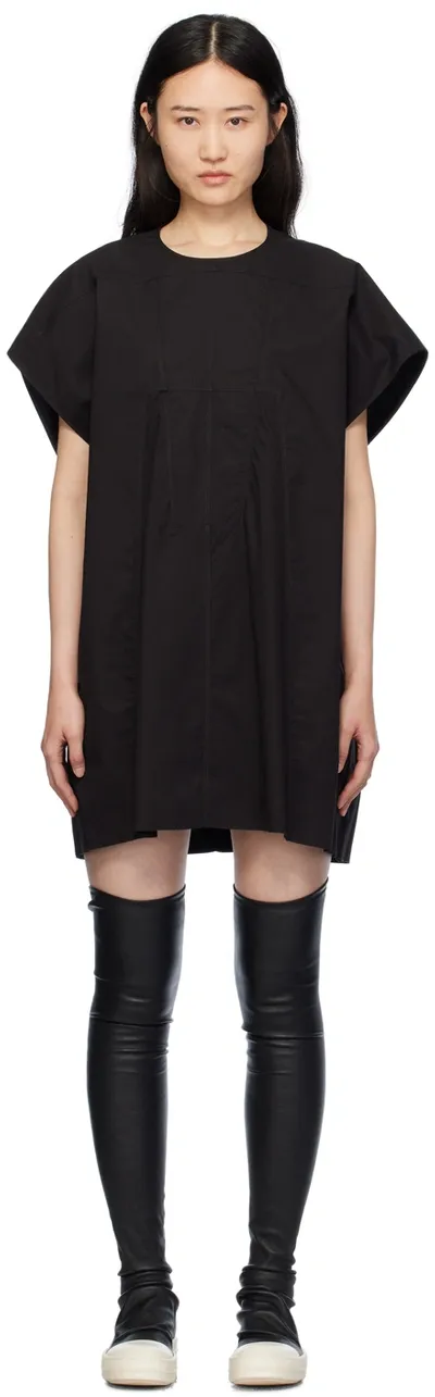 Rick Owens Tommy Gathered Draped Cotton-jersey Mini Dress In 09 Black