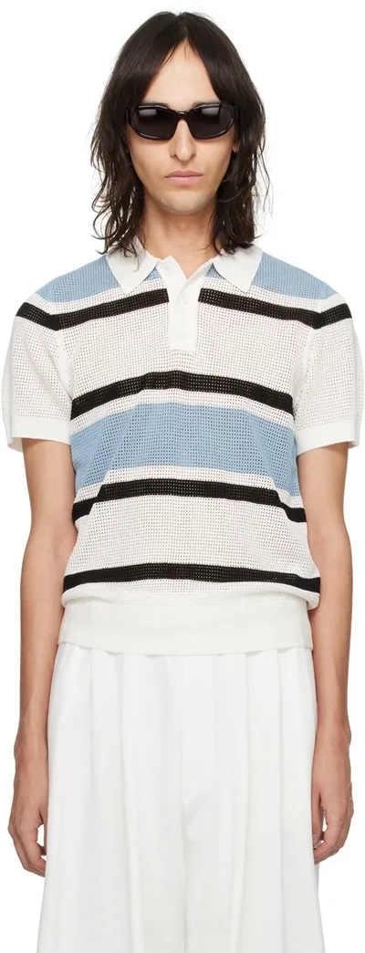 Dries Van Noten Men's Mindo Stripe Knit Polo In Blue Stripe