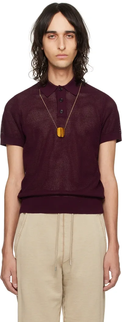 Dries Van Noten Purple Spread Collar Polo In 357 Auber