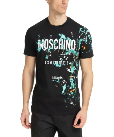 Pre-owned Moschino T-shirt Herren 241zra071220411555 Black Schwarz Kurze Ärmel Shirt